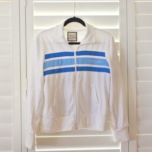 White & Blue Stripe Aeropostale Athletic Jacket